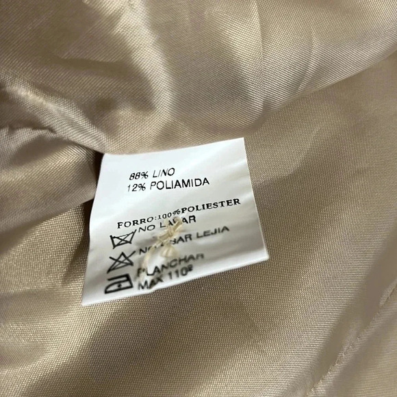 PAZ TORRAS LINEN CROPPED PEPLUM SHIMMERY GOLD COLOR BLAZER  made in Milan? - Picture 12 of 17